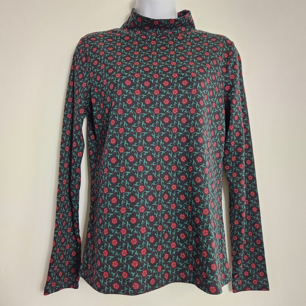 Floral Mock Neck Top Shirt PS Cottagecore Dark Academia Grandmacore Long Sleeve